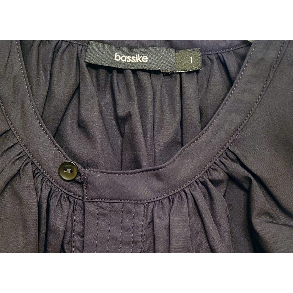 Bassike Black Cotton Gathered Shirt Boxy Size Small - Picture 8 of 8